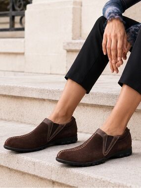 Cole Haan Brown Suede Slip-On Ankle Boots